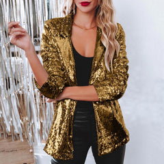 Deitra - Eleganter Blazer-Anzug mit funkelnden Pailletten in Gold