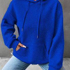 Léana™ | Texturiertes Kapuzen-Sweatshirt mit langen Ärmeln in Königsblau