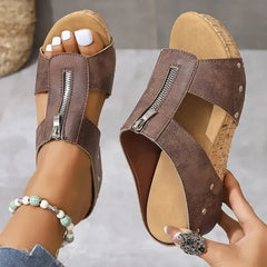 Patricia™ | Orthopädische Sandalen mit Keilabsatz in Braun