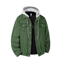 Fabian | Herren Jeansjacke mit Kapuze in Olivegrün