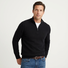 Fabian | Herren Quarter-Zip Pullover mit Stehkragen in Schwarz