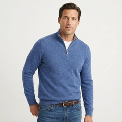 Fabian | Herren Quarter-Zip Pullover mit Stehkragen in Blau