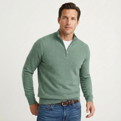 Fabian | Herren Quarter-Zip Pullover mit Stehkragen in Grün
