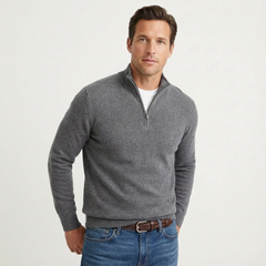 Fabian | Herren Quarter-Zip Pullover mit Stehkragen in Grau