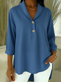 Sofie | Modische Bluse Damen V-Ausschnitt hochwertig in Blau