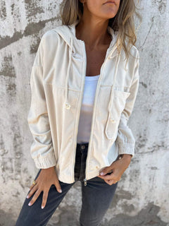 Briella - Cord-Hoodie - Mit Reißverschluss in Weiß