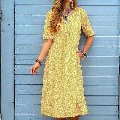 Jehaia - Lässiges Kleid mit Rundhalsausschnitt und Blumenmuster