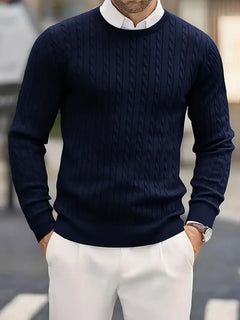 Jonty – Gestrickter Langarm Rollkragenpullover in Marineblau