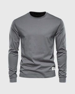 Eric | Herren Casual Slim Fit Langarm T-Shirt in Dunkelgrau