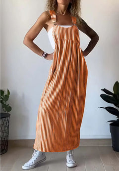 Hannelore®  | Lässiges gestreiftes Jumpsuit-Kleid in Orange
