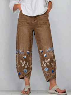 Giada - Bedruckte Relaxed-Fit-Jeans in Braun