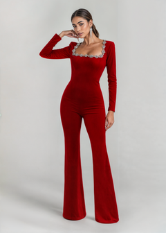 Valeria | Jumpsuit mit detailreichem Ausschnitt in Rot