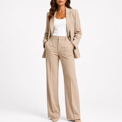 Feliciana | Damen Business Hosenanzug Set Blazer in Beige