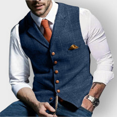 Felix | Herren Slim-Fit Tweed Gilet mit Brusttasche in Blau