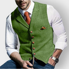 Felix | Herren Slim-Fit Tweed Gilet mit Brusttasche in Grün