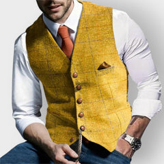 Felix | Herren Slim-Fit Tweed Gilet mit Brusttasche in Gelb