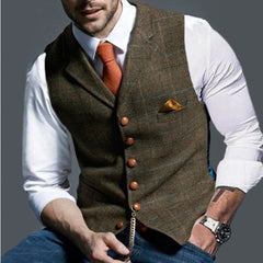 Felix | Herren Slim-Fit Tweed Gilet mit Brusttasche in Braun