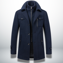 Felix | Herren Smart-Casual Knopf Mantel in Dunkelblau