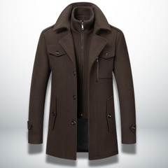 Felix | Herren Smart-Casual Knopf Mantel in Braun