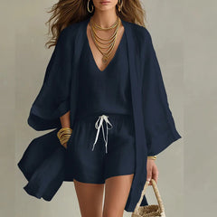 Felizitas | Damen V-Ausschnitt 3-teiliges Set in Marineblau