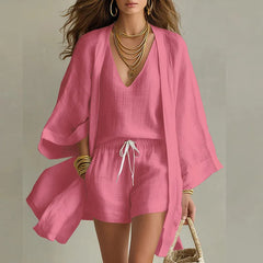 Felizitas | Damen V-Ausschnitt 3-teiliges Set in Rosa