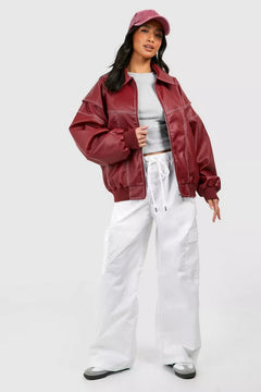 FAYE™ | Lederjacke in Rot