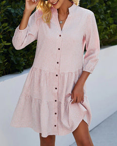 Adelheid® | Kariertes Midi-Hemdkleid in Rosa
