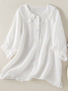 Fenja | Romantische Bubikragen Bluse in Weiß