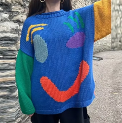 Vivi - Strickpullover aus Baumwolle in Übergröße in Blau