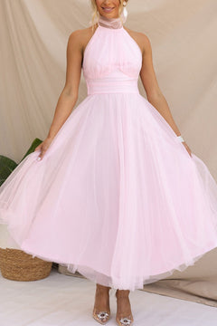 Phoebe - Kleid mit langem Rock in Rosa