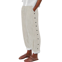 Yareli - Gestreifte Wide-Leg-Hose in Beige
