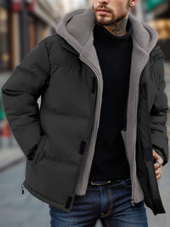 Warme Plüsch-Winterjacke für Männer - Jacob in Schwarz