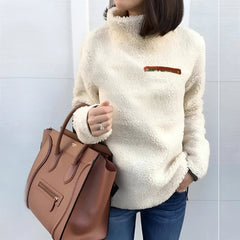 Fleece-Rollkragenpullover - Loreen in Beige