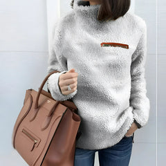 Fleece-Rollkragenpullover - Loreen in Hellgrau