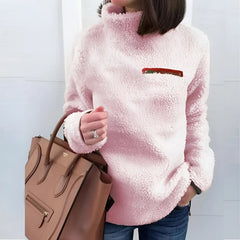 Fleece-Rollkragenpullover - Loreen in Rosa