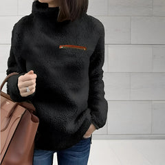 Fleece-Rollkragenpullover - Loreen in Schwarz