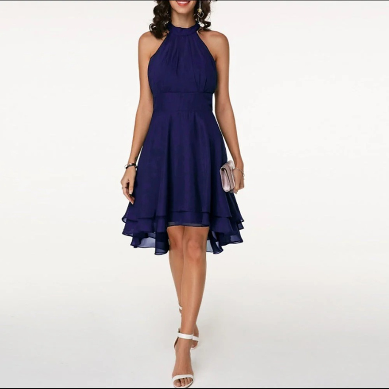 Fließendes Neckholderkleid für Damen | Mini