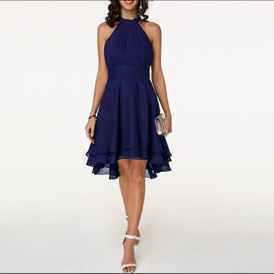 Fließendes Neckholderkleid für Damen | Mini