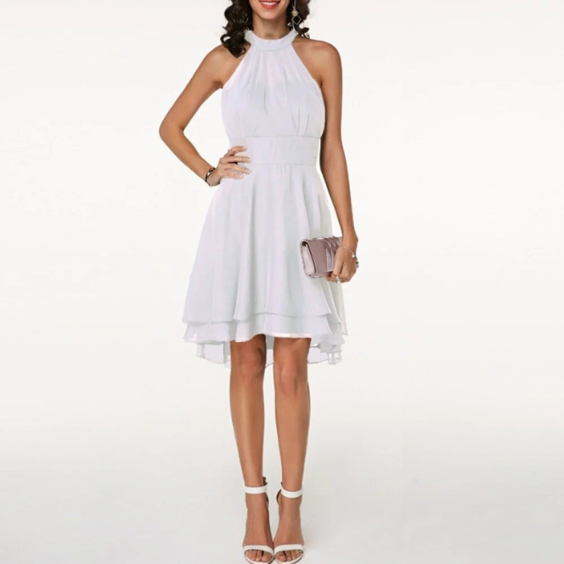 Fließendes Neckholderkleid für Damen | Mini