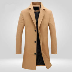 Florian | Herren Einreihiger Langer Wintermantel in Beige
