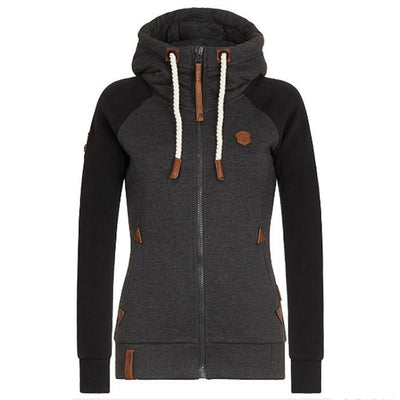 Damen-Strick-Kapuzenpullover mit Reißverschluss | Lange Ärmel