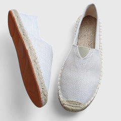 Emily | Atmungsaktiv Espadrille-Stil Ballerinas in Weiß