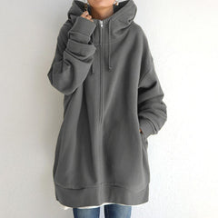 Kuscheliger Winter-Kapuzenpullover in Übergröße - Cassandra in Grau