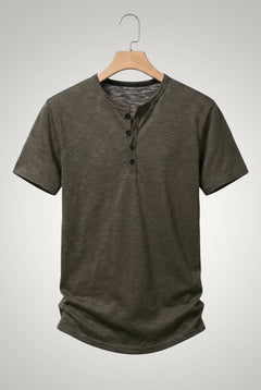 Frank | Herren Casual Kurzärmliges Henley Shirt in Grau