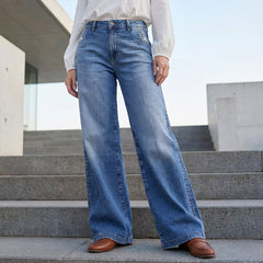 Franka | Hochtaillierte Weite Jeans in Blau