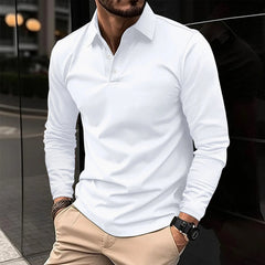 Frederik | Herren Langarm-Poloshirt in Weiß