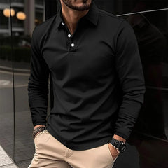 Frederik | Herren Langarm-Poloshirt in Schwarz
