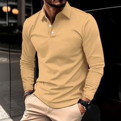 Frederik | Herren Langarm-Poloshirt in Beige