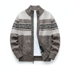Matthew | Zip-Up Vintage Cardigan in Kaffee