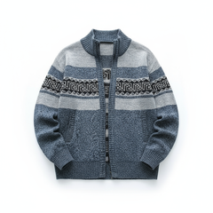 Matthew | Zip-Up Vintage Cardigan in Blau